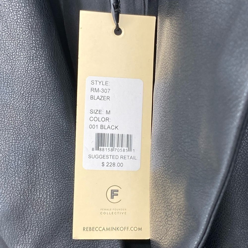Rebecca Minkoff Black Faux Leather Blazer Jacket Women's size Medium NWT - Picture 5 of 9